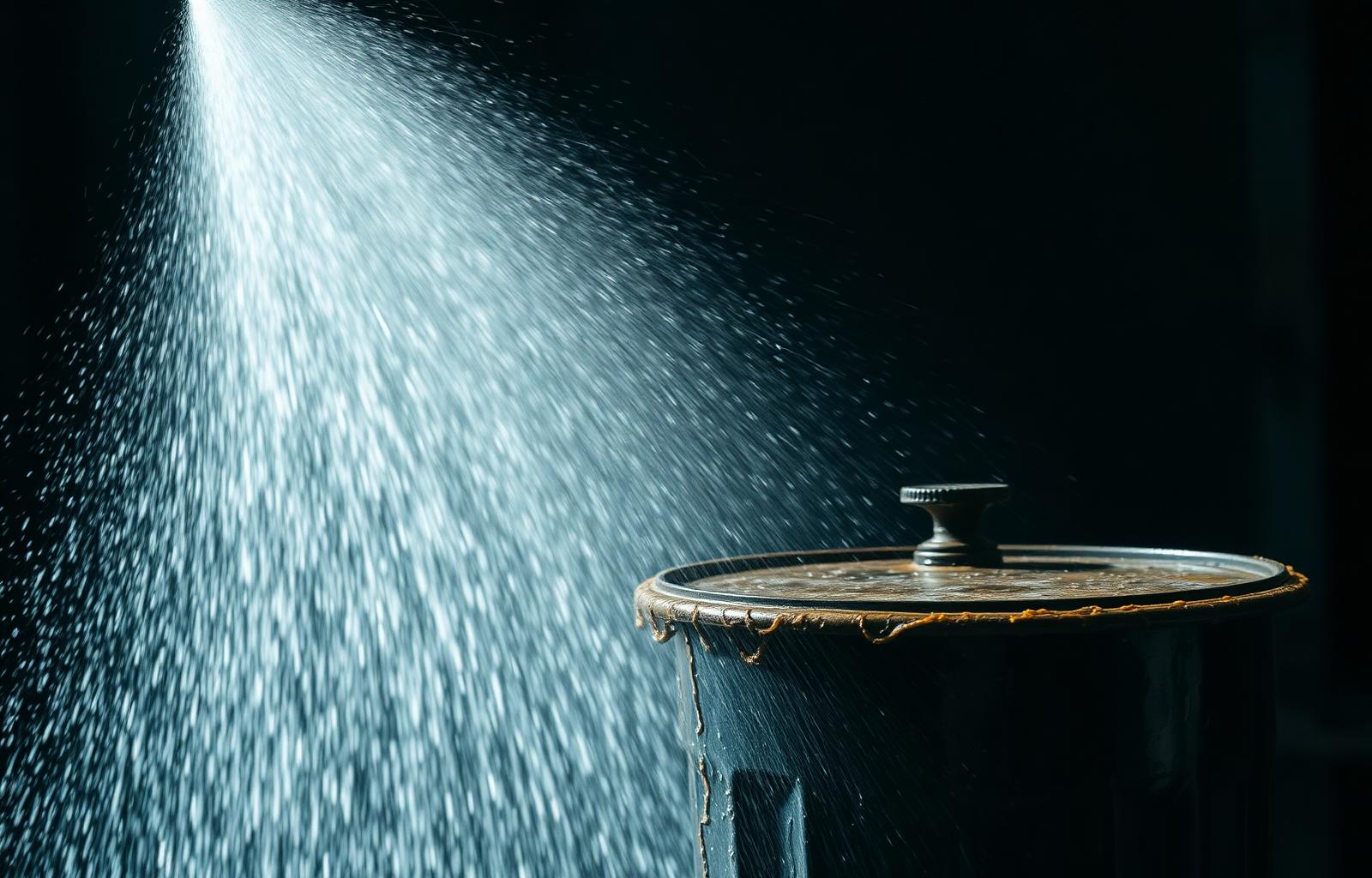 High-pressure water blasting a trash can